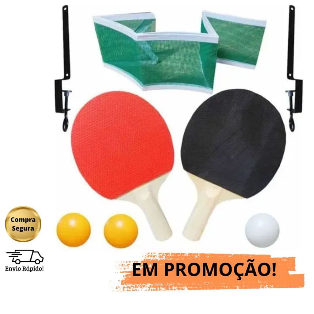 Kit Ping Pong Tênis de Mesa 2 Raquetes Premium + 3 Bolas + Rede Completo Esporte Diversão
