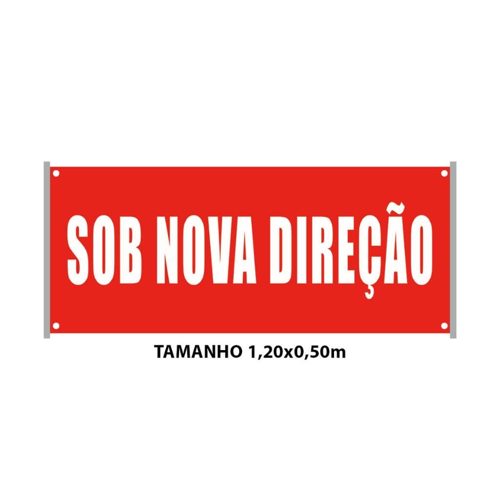 Faixa Sob Nova Direção Vermelha Impressão em Lona 1,20x0,50m