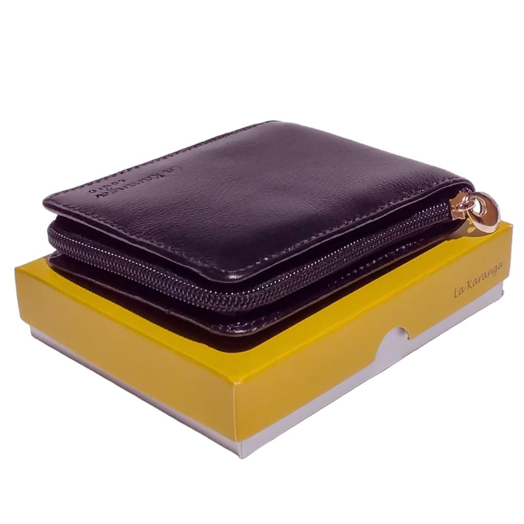 Carteira de couro com ziper notas moeda porta cartão documentos preta ou marrom lk presente lisa