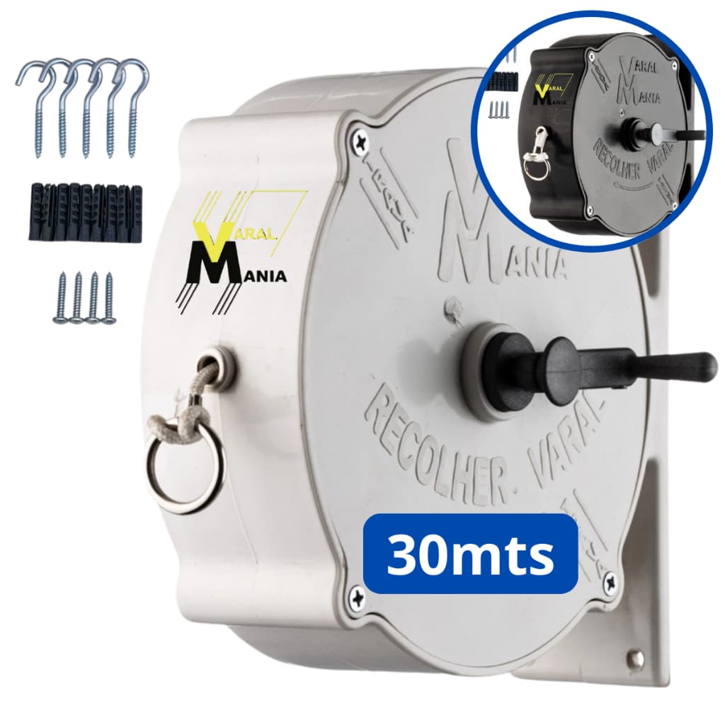 Varal de Roupas Retrátil Recolhível 30 Metros 1 Ano de Garantia