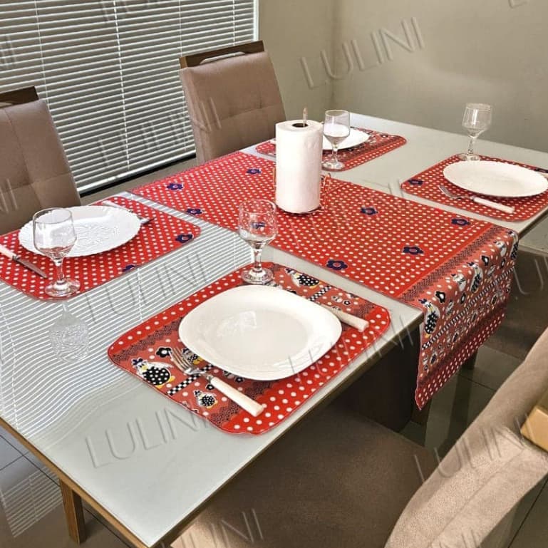 Kit Jogo Americano + Caminho de Mesa (5 peças) - CASA E DECORAÇÃO