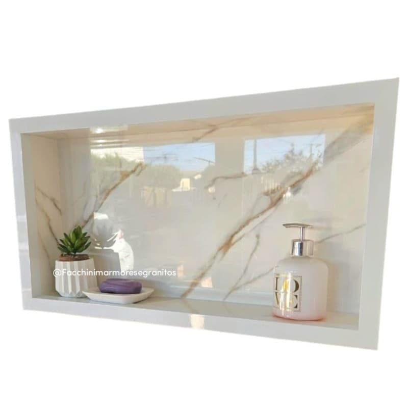 Nicho de Porcelanato 60x30cm para Banheiro | Embutir na Parede | Porta Shampoo | Envio Imediato