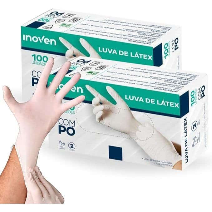 Luva Látex Descartável COM PÓ PARA PROCEDIMENTOS NÃO CIRÚRGICOS | ESCOLHA A QUANTIDADE