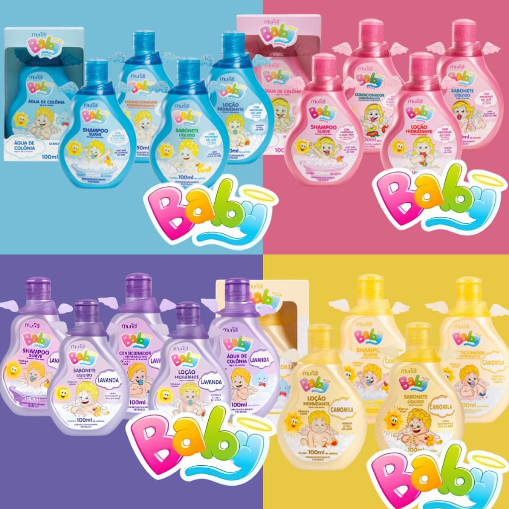 Kit Cuidado infantil Muriel Baby 100ml Azul Menino (5produtos) também versão Menina