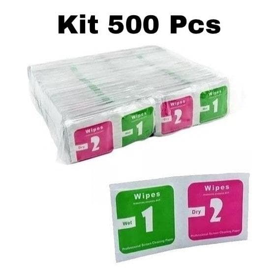 Kit 500 Limpa tela Limpeza Películas Celular Sachê Paninho Pano Relógio