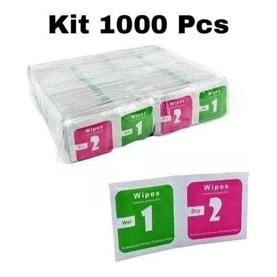 Kit 1000 Limpa tela Limpeza Películas Celular Sachê Paninho Pano Relógio