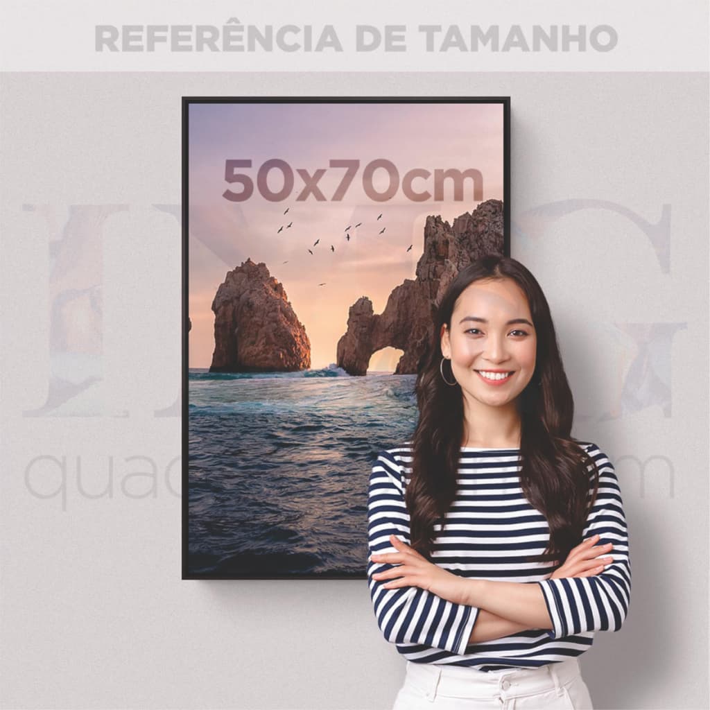 Moldura 50x70 com Acetato Quadros 70x50 Poster Fotos Parede Sala Quarto Madeira