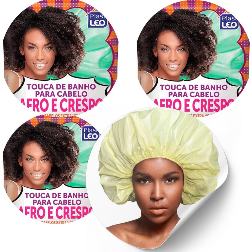 Kit 3 Touca de Banho Feminina Grande para Cabelos Afro Crespos Cacheados Volumosos Impermeável Vinil Resistente Colorida