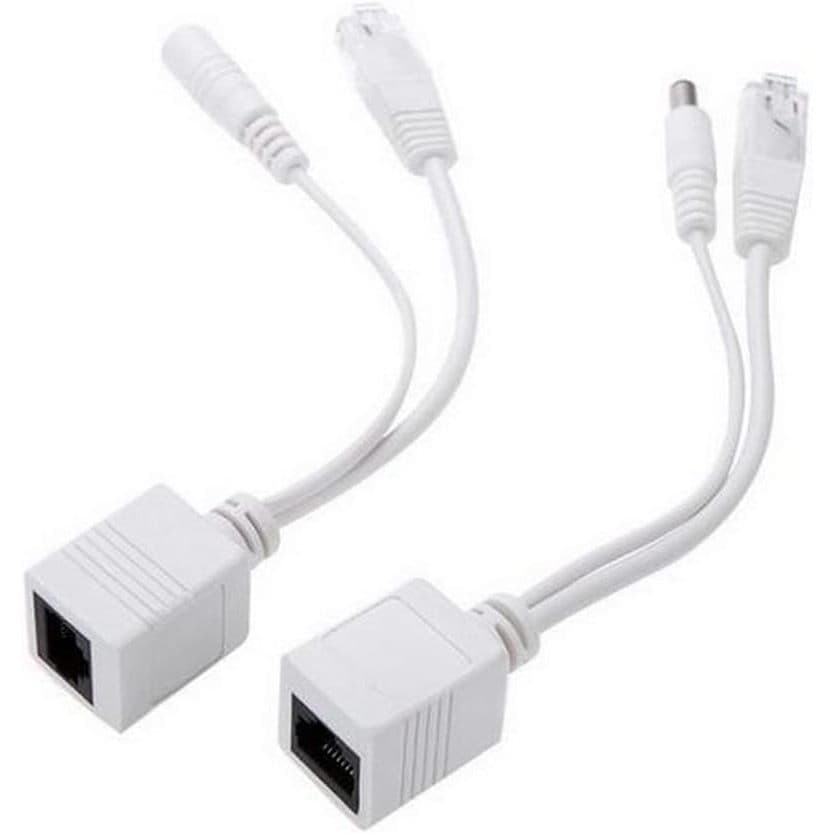 Par De Cabo Adaptador Injetor Poe Rj45 Macho E Fêmea