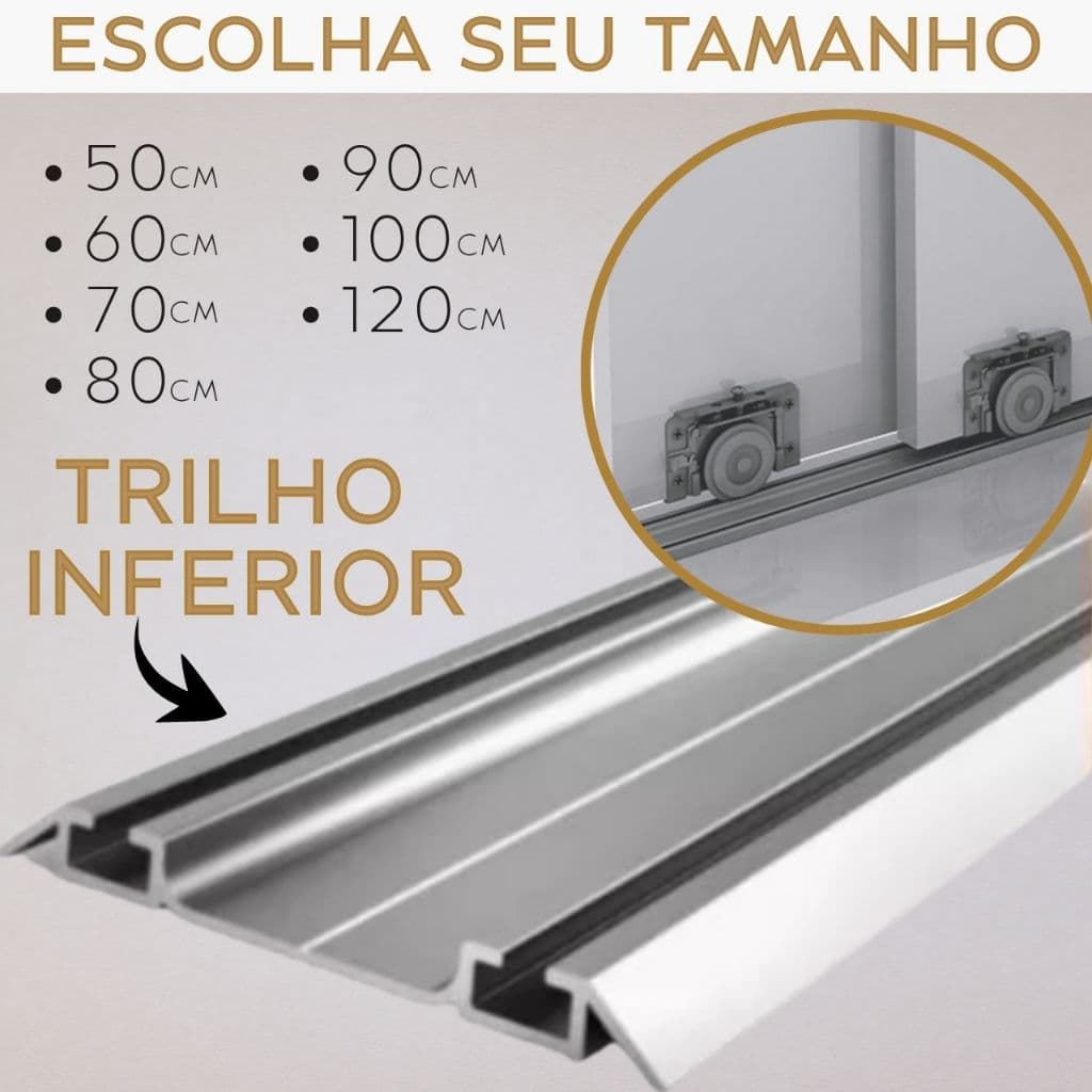 Trilho Para Porta de Correr Inferior Duplo Guarda Roupa Armários Resistente