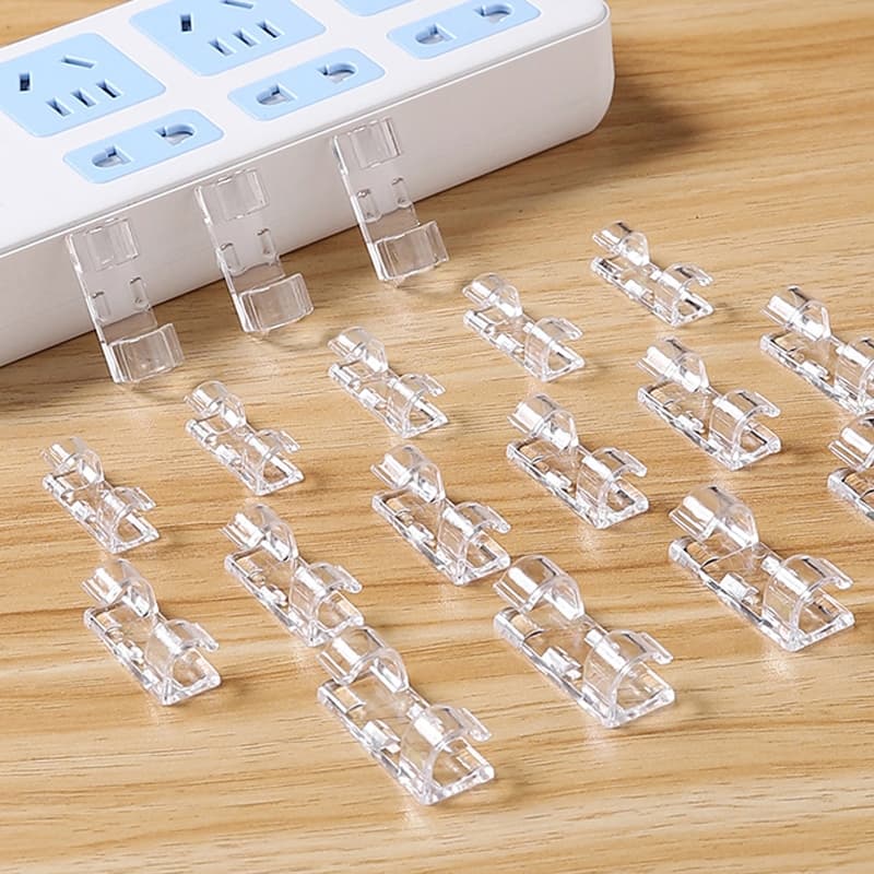 Kit de clips organizador de fios transparente 20 30 e 60 unidades esconde fio e cabo colante prendedor adesivo