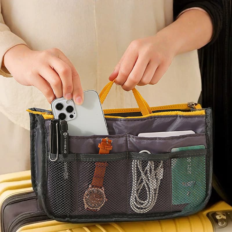 Organizador De Viagem Dupla Camada Com Divisórias E Zíper