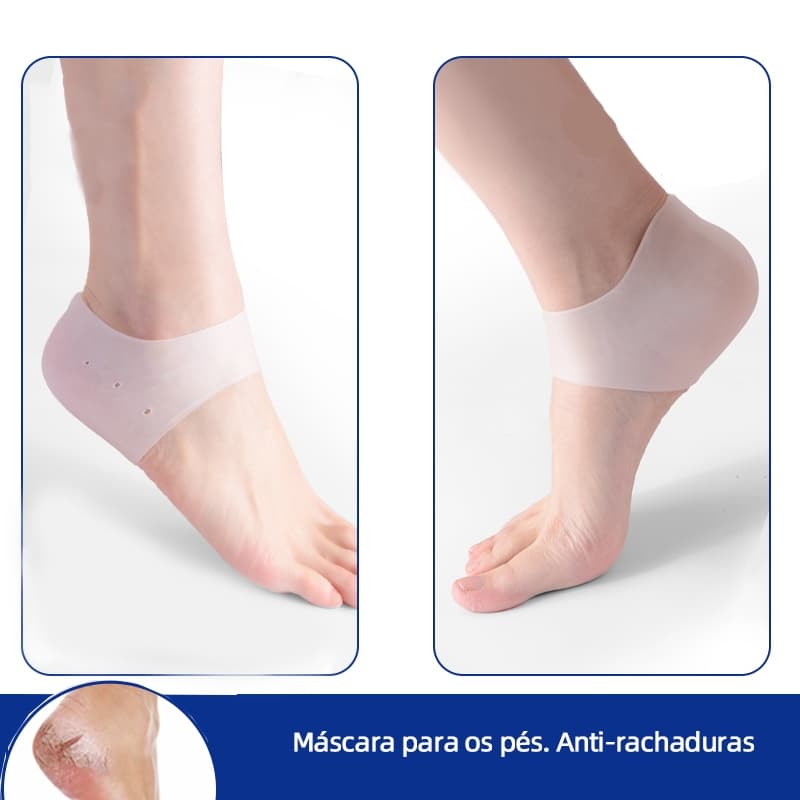 Par de Meia Palmilha Silicone Gel Protecao Ortopedica Esporao Calcanhar Fascite Tamanho Unico