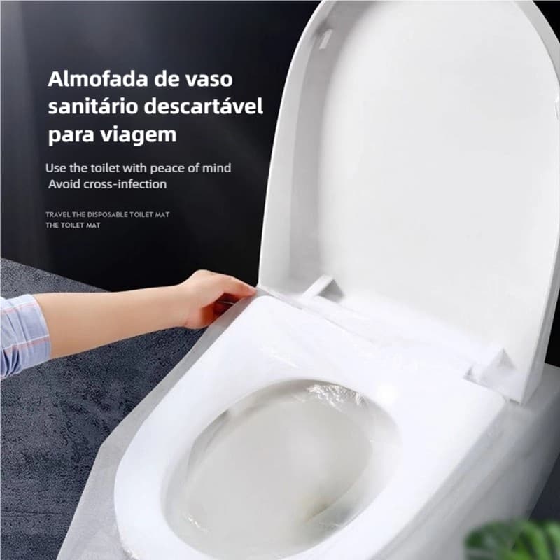 50 Protetores Assento Sanitário Descartável Plástico Privada Folha Forro Bacia Banheiro Público Kit