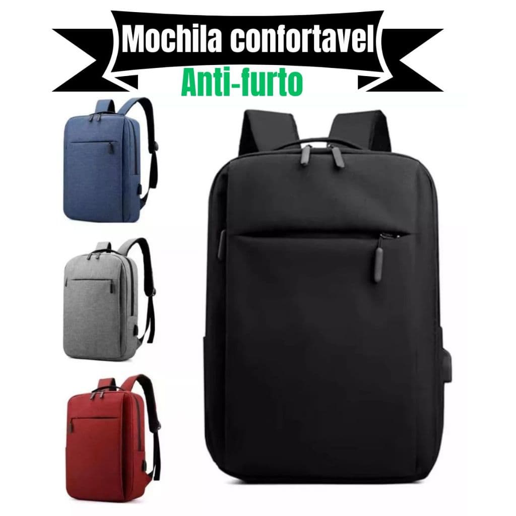 Mochila Unissex Impermeável Notebook 15.6 Antifurto Carregamento Usb Cores
