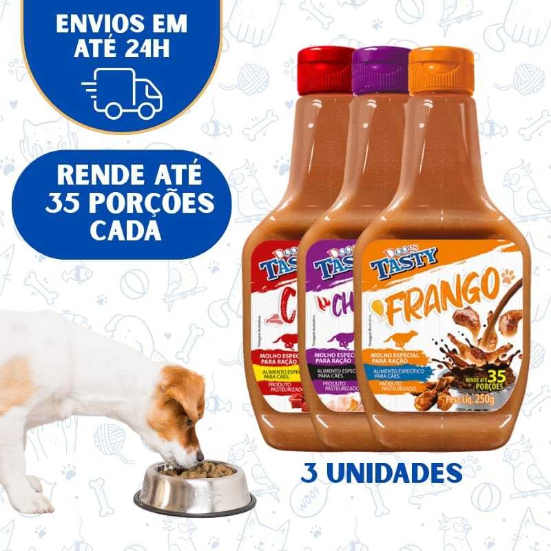 Kit3 Molho Cachorro Gato Petisco Molho Pet