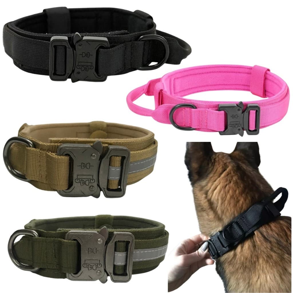 Coleira Tática Ajustável Resistente com Alça de Controle para Treinamento LR-0239 - Cães Médio/Grande