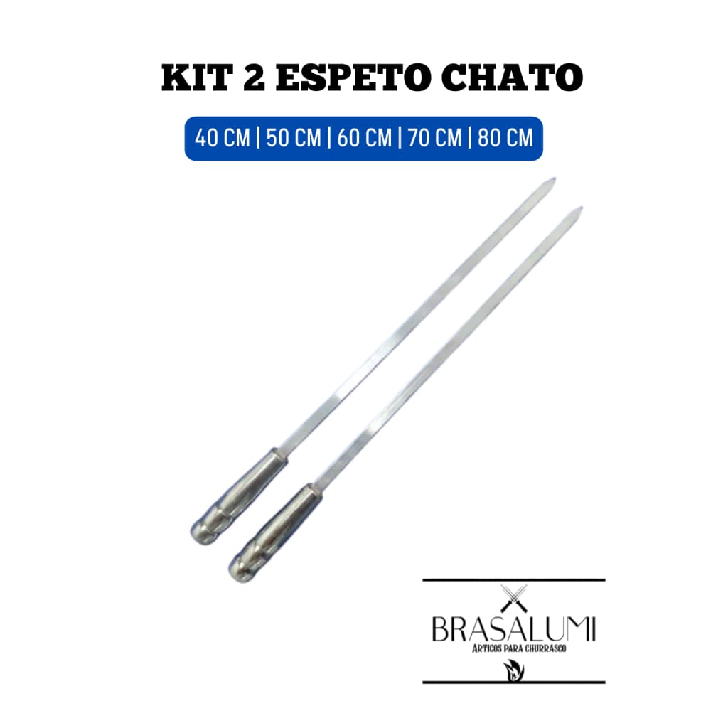 KIT C/ 2 ESPETOS DE ALUMÍNIO (40 A 80CM) para churrasco