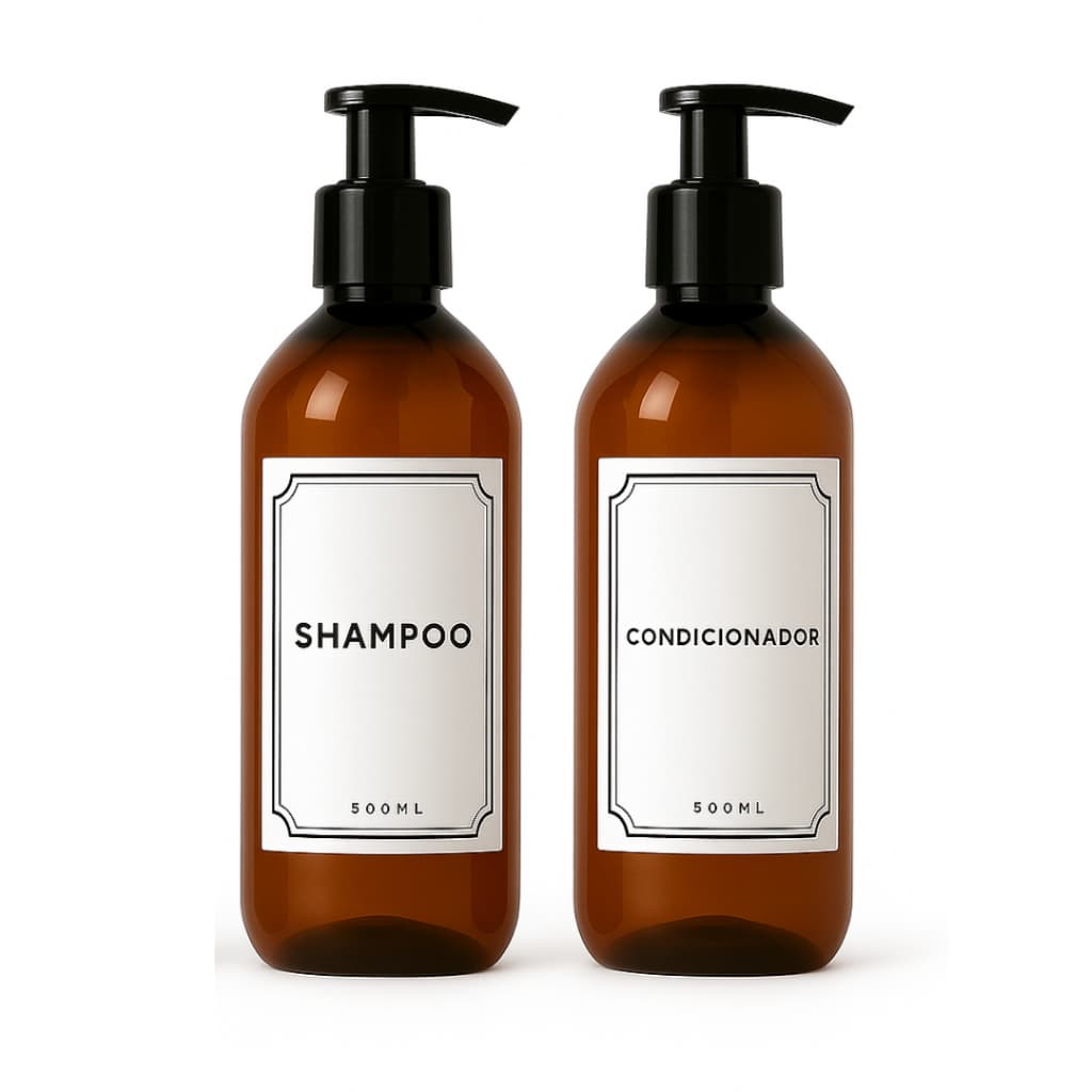 Kit Banho Banheiro Shampoo Condicionador 500ml Pump (2 Un)