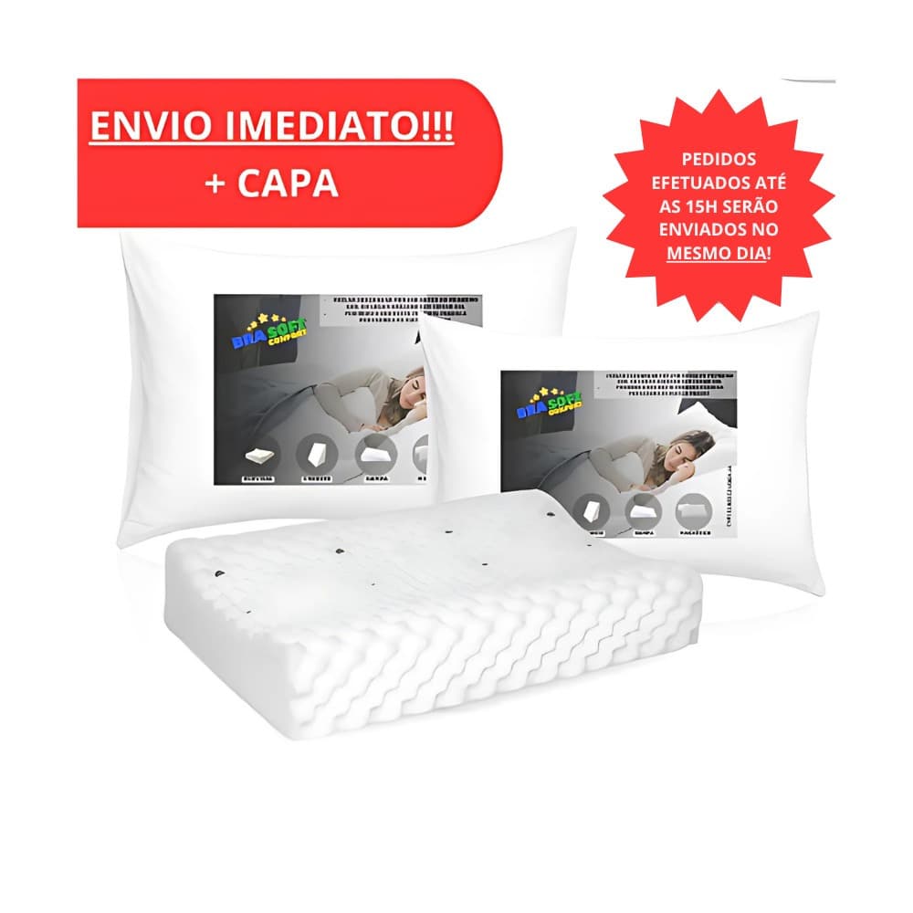 Travesseiro CERVICAL Ortopedico Pillow MAGNETICO com Infravermelho Terapêutico Espuma TNT