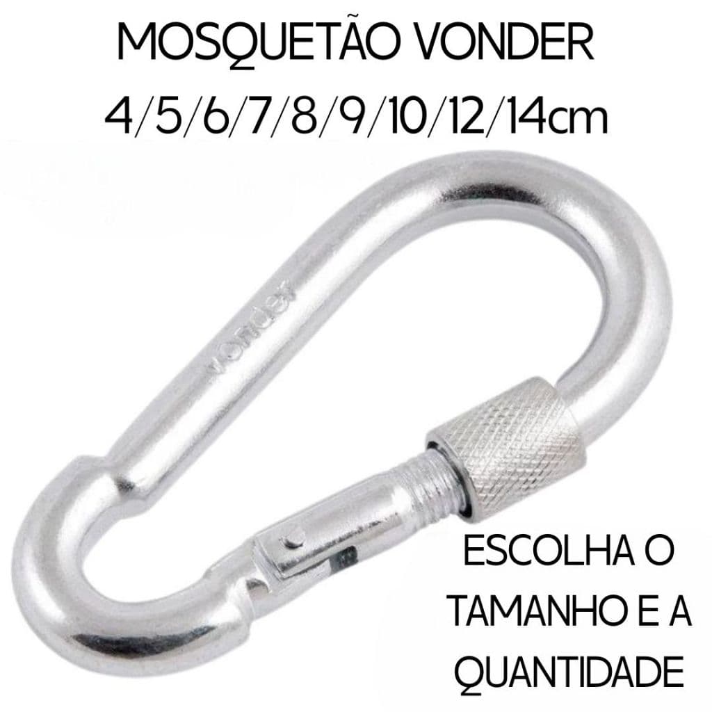 Mosquetão VONDER Trava Roscada - ESCOLHA TAMANHO E QUANTIDADE