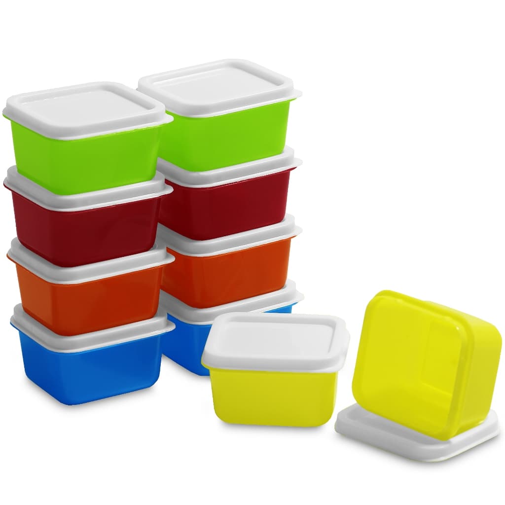 Mini Potes Congelar Papinha Vasilha Plástico 50ml Com Tampa Introdução Alimentar Frutas Leite em Pó