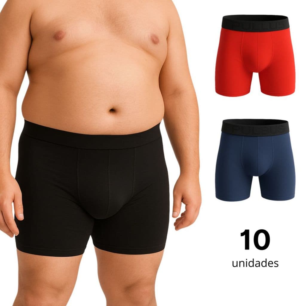 Kit 10 Cuecas Boxer Plus Size Masculino Extra Grande Premium