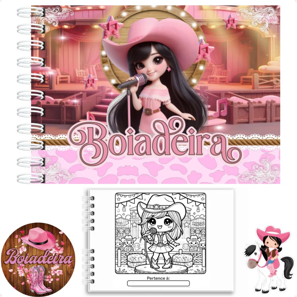 Livro de Colorir Boiadeira Capa Dura Laminação Holográfica 50 Páginas 180g