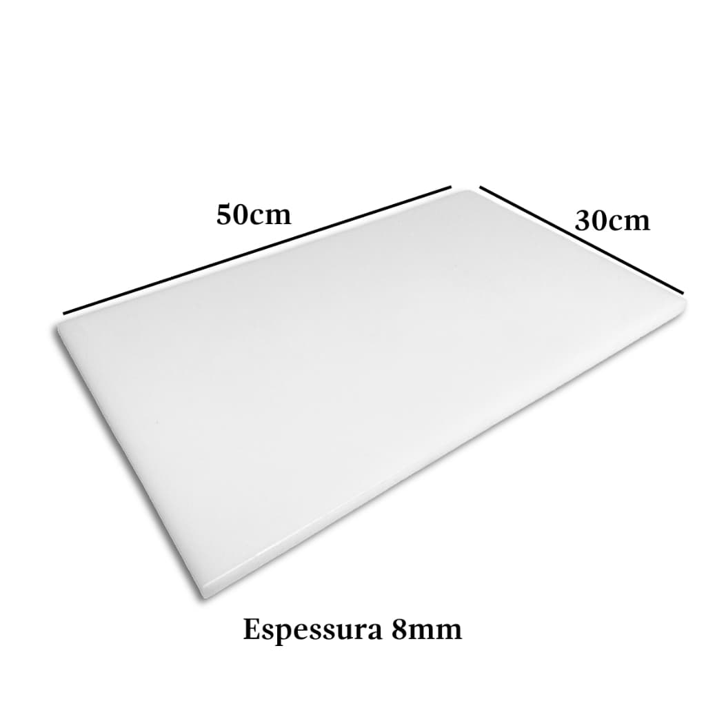 Tabua De Corte P/ Carnes Polietileno Branca Profissional 8mm
