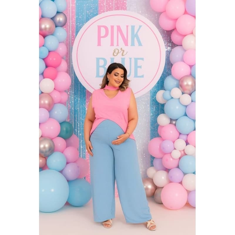 Conjunto Gestante Plus Size Chá Revelação Bata E Calça