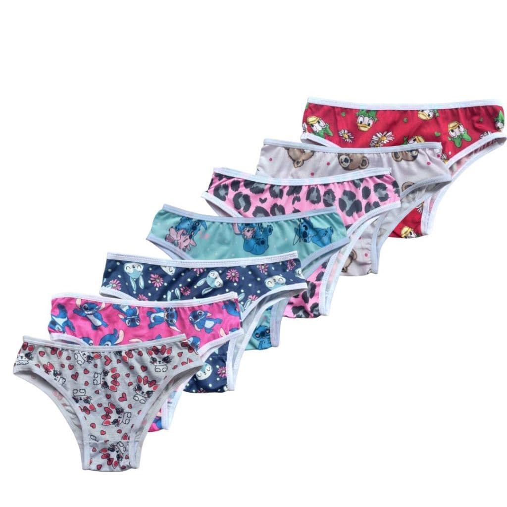 Calcinhas Infantil Conforto Menina Lisas e  Estampadas Forro de Algodão