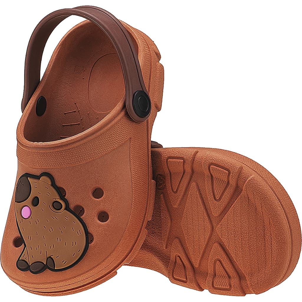 Sandália Infantil Menina Kidstep Capivara Fofa Marrom