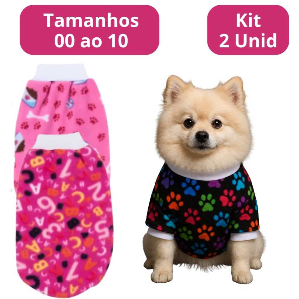 Kit 2 Unidades Roupinha Soft Inverno Para Cachorro do tamanho 00 ao 10 Pequeno, Médio e Grande Porte.