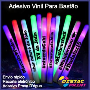 Adesivos Transparente Personalizados Para Bastão de Plástico Led Festa de Casamento Formatura 15 Anos 20x2,5cm