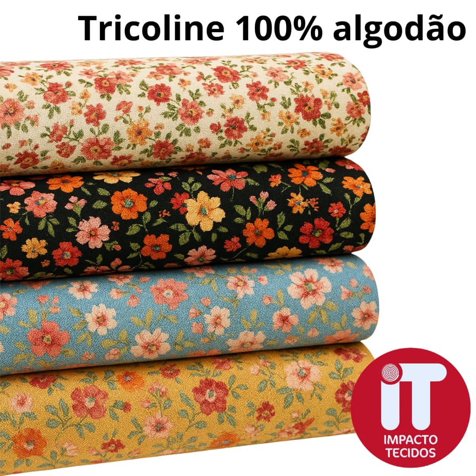 Tecido TRICOLINE Estampado 100% Algodão 50cmx1,50m Est 101 a 133