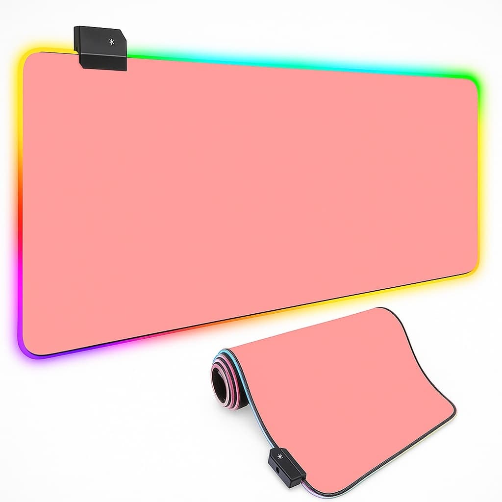 Mouse Pad Gamer Rosa 80×30 cm – Iluminado LED RGB 7 Cores 11 Efeitos | Super Grande Antiderrapante
