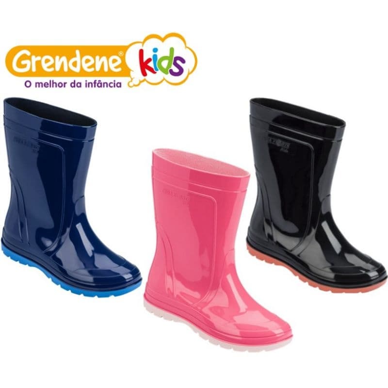 Bota Galocha Infantil Grendene Azul e Rosa Impermeável Botinha Kids Menino e Menina