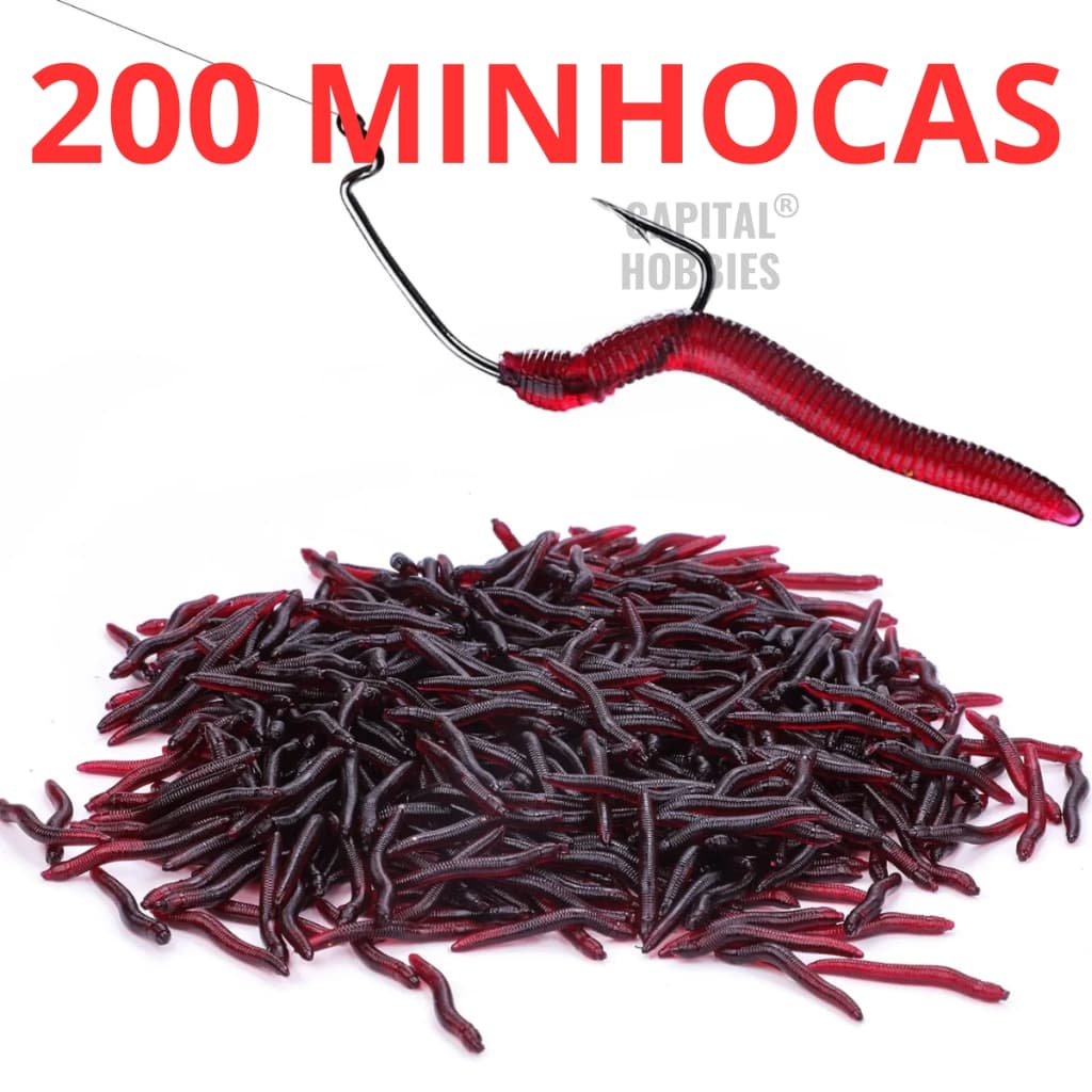 Isca Artificial Realista Kit com 200, 100 ou 50  Minhocas Artificiais  para pesca