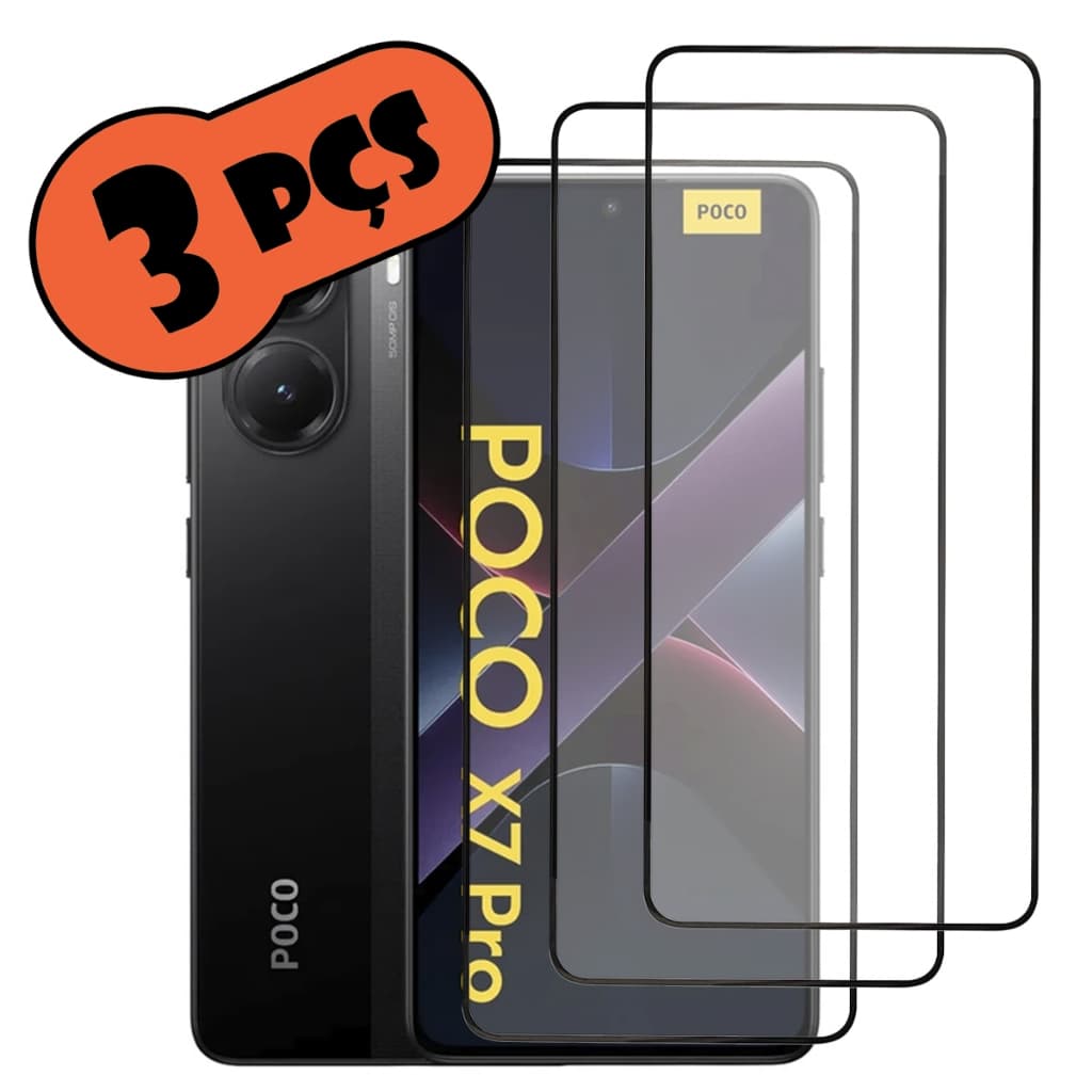 Película de vidro 3D Para Xiaomi Poco X7 PRO Kit com 3 Películas