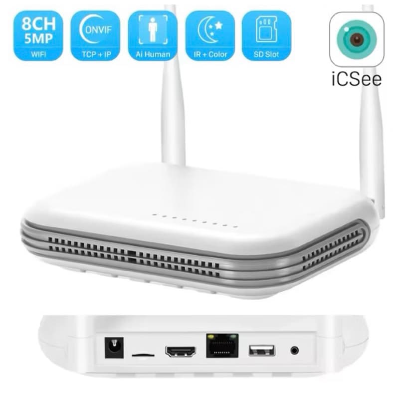 Gravador NVR para câmeras WI-FI suporta até 8 câmeras HD aplicativo ICSEE