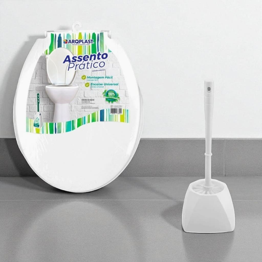 Kit Assento Sanitário Universal com Escova de Limpeza para Vaso Prático e Resistente