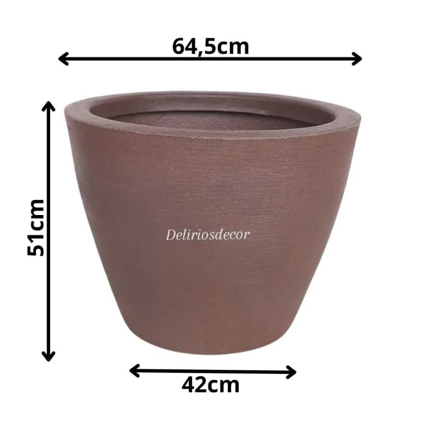 Vaso de Planta Grande Decorativo Reciclável em Polietileno  Redondo Texturizado  Ref.27