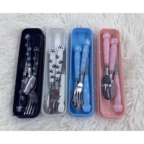 Kit 3 Garfo Colher e faca Aço Inoxidável 4 cores Pé de gato