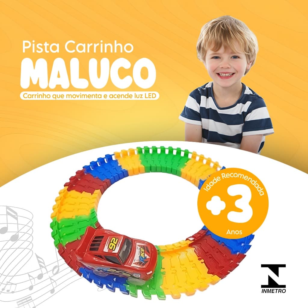Pista Colorida Com Carrinho Relâmpago Mcquenn Led Trilha Maluca P/montar 56 Peças 2 Cores Diferentes