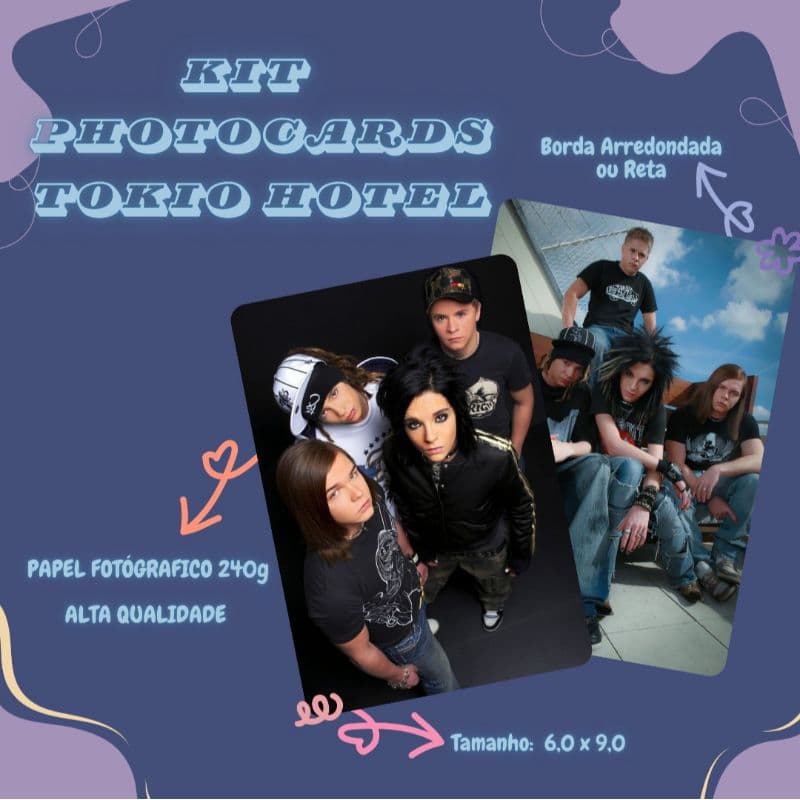 Photocards Tokio Hotel | Kit com 9 (6x9cm)