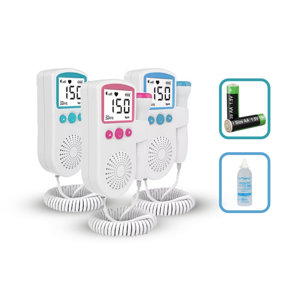 Monitor Bebe Ultrassom + Gel + Pilha Frequencia Cardiaca Doppler Sonar Fetal Display Gravidez Som Batimento