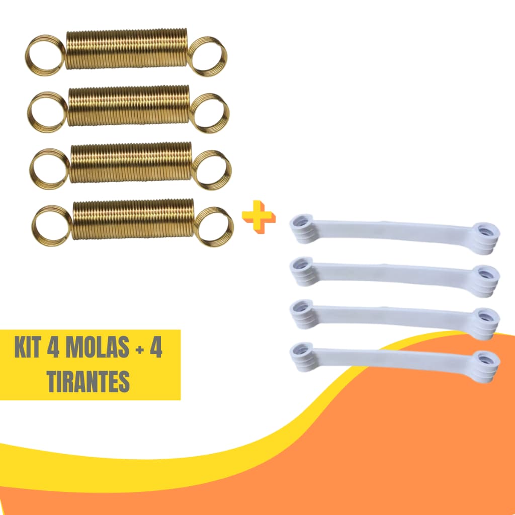 Kit 4 Molas Vara de Suspensão + 4 Tirante Estabilizador P/ Lavadoras De Roupa Electrolux