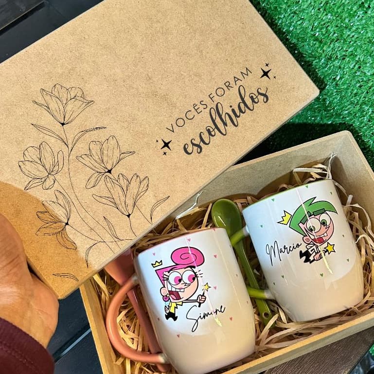 Kit Personalizado ENVIO EM 24h Canecas Luxo Para Padrinhos Batizado Acompanha Colher