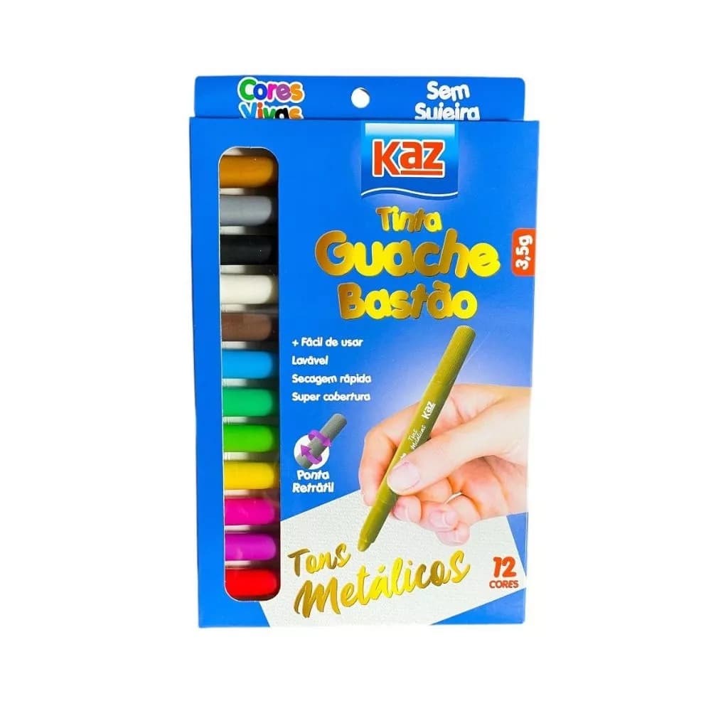 Bastões Guache 12 Cores Arte Sem Bagunça para Crianças