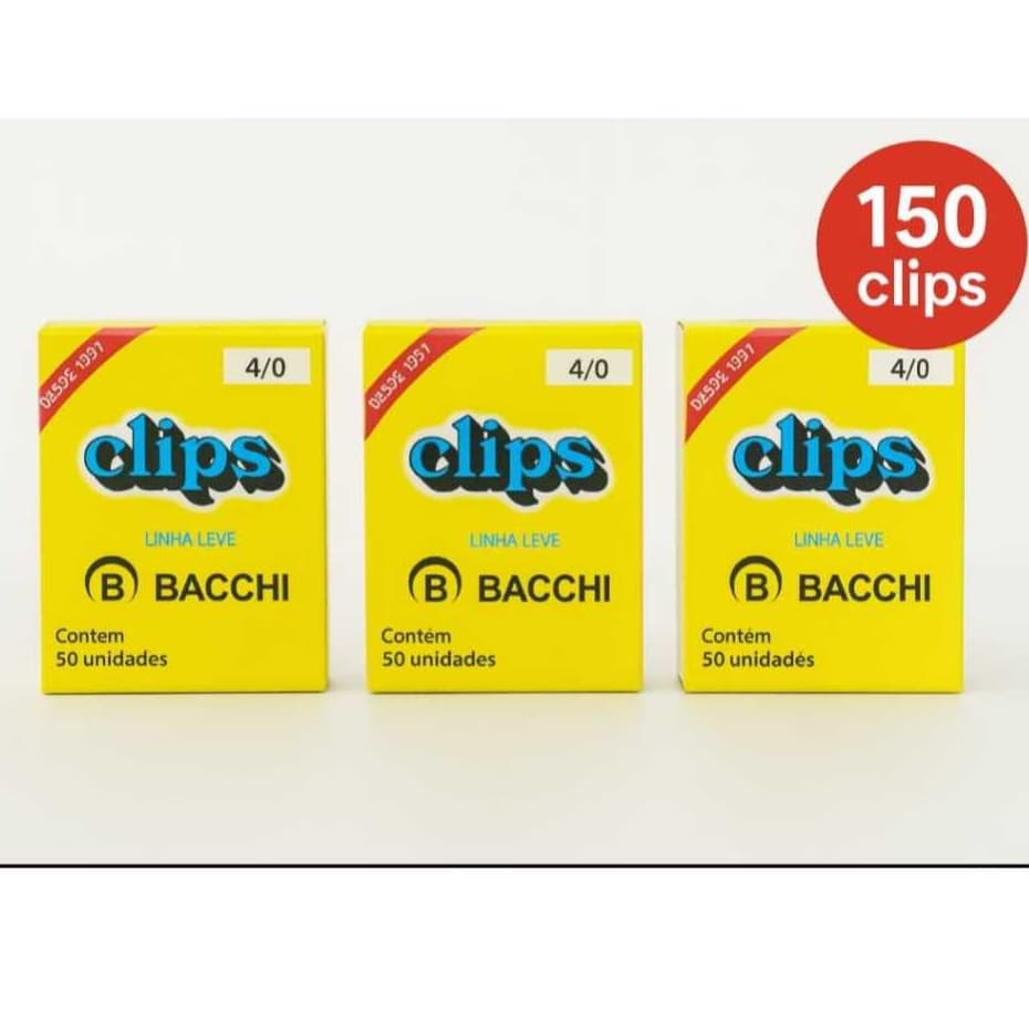 Clips Bacchi 4/0 Linha Leve Caixa 50 Unidades Papelaria Escritório